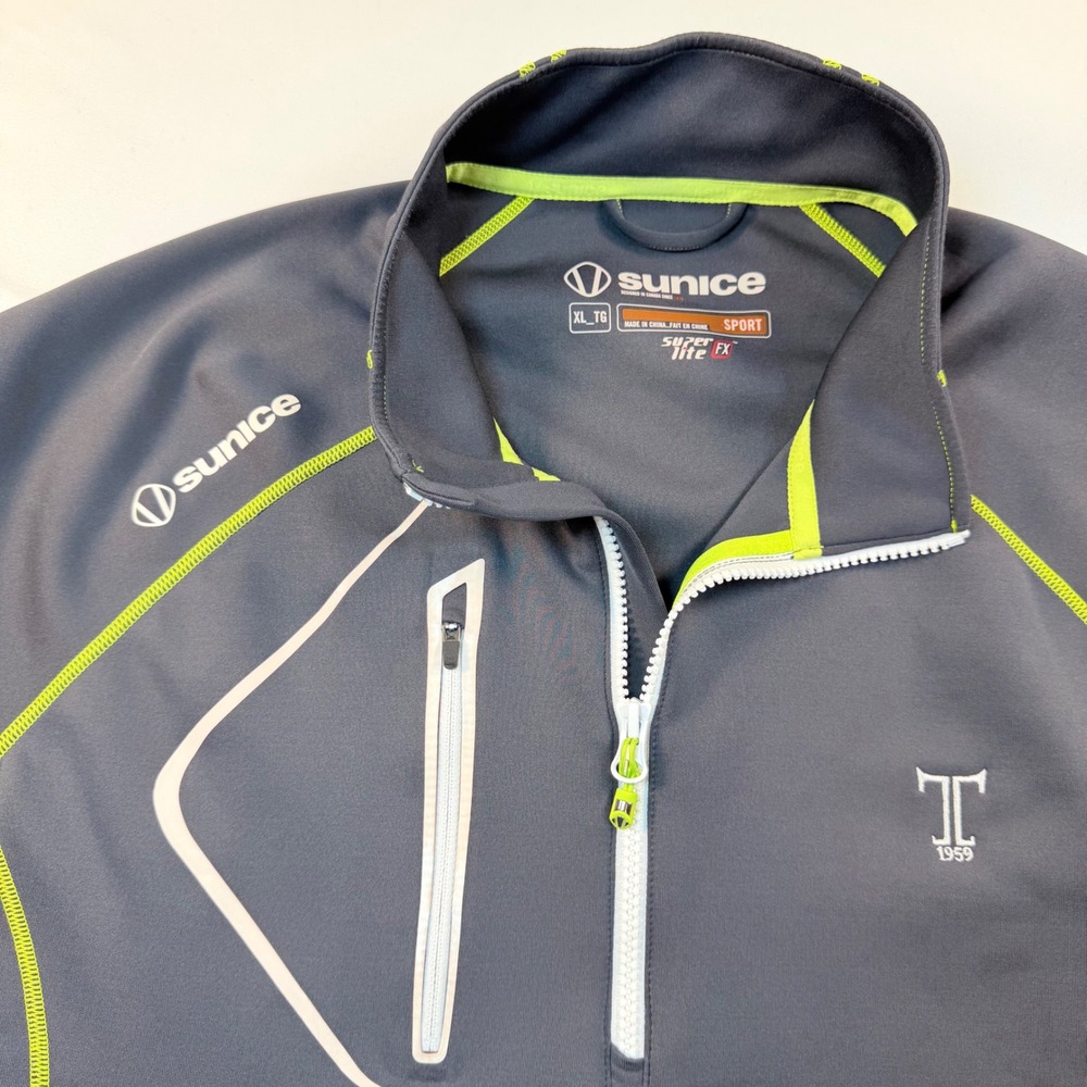 Sunice Quarter Zip Pullover Mens XL Gray Lime Green Superlite FX Sport Golf Top